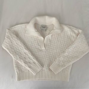 Abercrombie & Fitch Checkerboard Stitch Notch-Neck Sweater